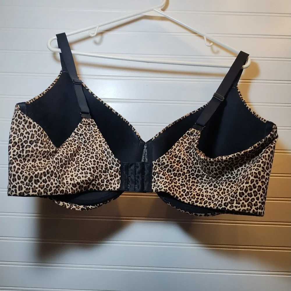 Auden Leopard Animal Print Lightly Lined Full‎ Coverage T-Shirt Bra 46DDD Tan